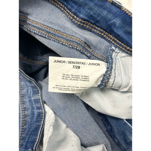 Black Daisy Kate Straight Leg Womens Size 7/28 Jeans Bright Indigo‎ Wash Raw Hem - Picture 10 of 11